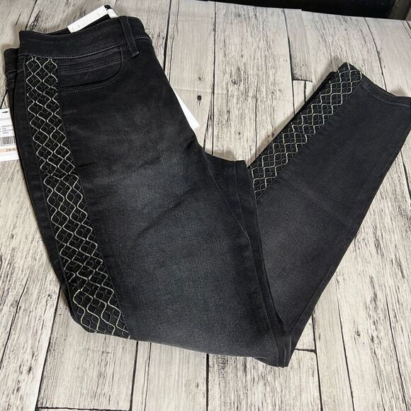 Skinnygirl Women's Larry High Rise Skinny Geometric Print Black Jeans Size 28/6 - Picture 2 of 11